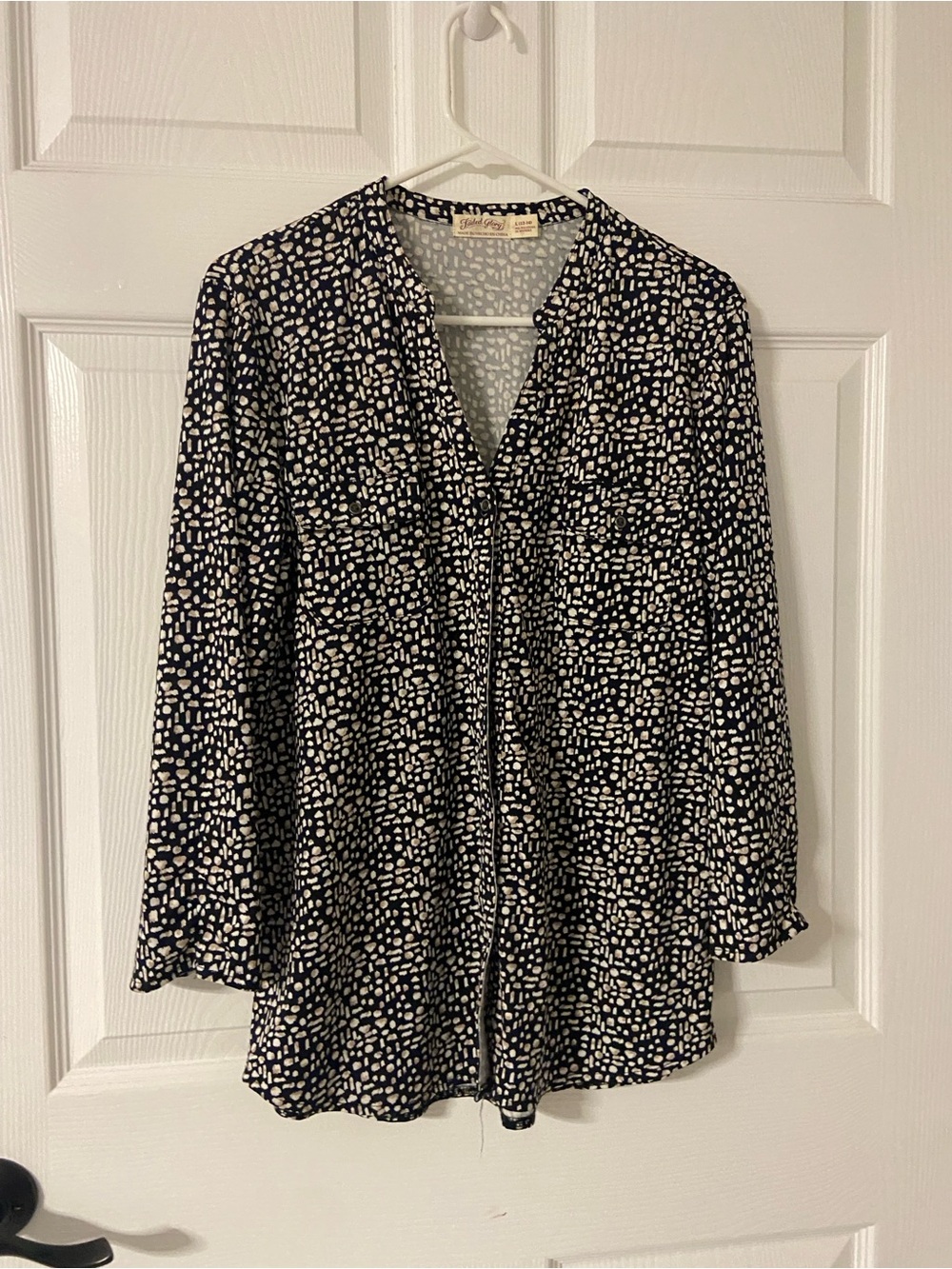 T40- FADED GLORY Abstract Printed TUNIC Long Sleeve Shirt